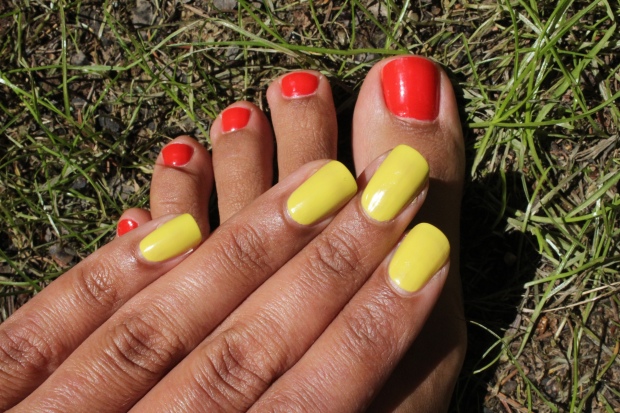 OPI I STOP for Red and OPI Life Gave Me Lemons swatches